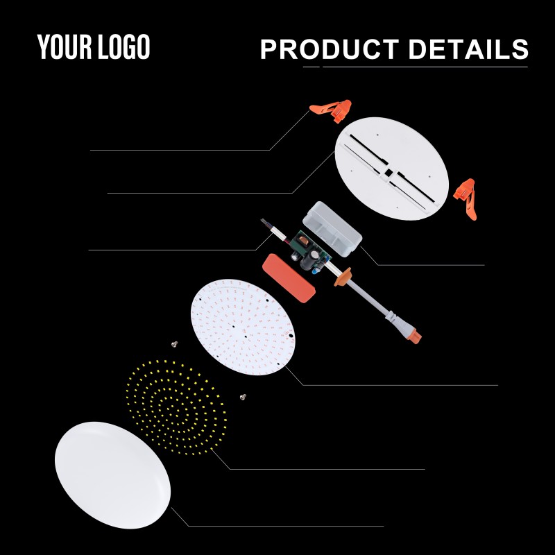 36W埋込型LEDフレームレスパネルライト、アルミ+PC、鉄+PP