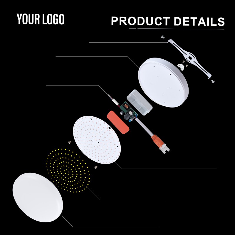 36W面LEDフレームレスパネルライト、アルミ+PC、鉄+PP、フルライト